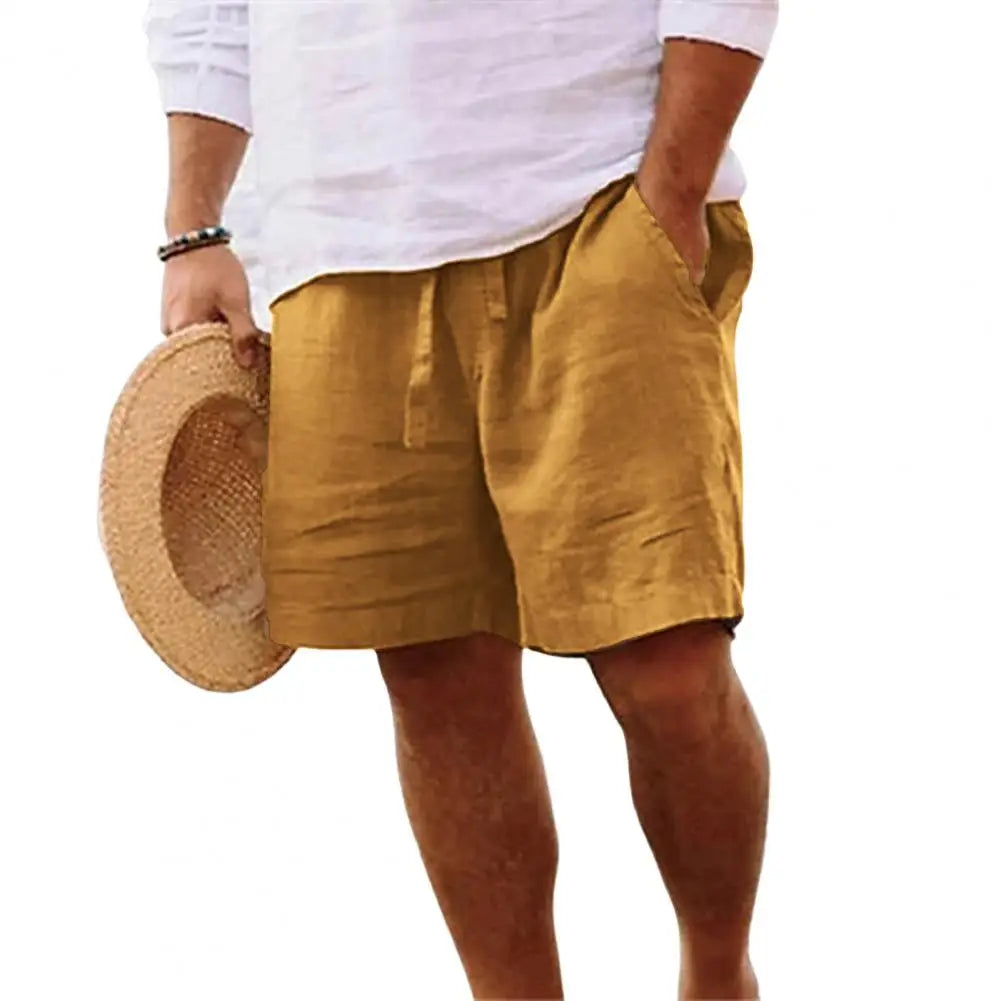 2024 New Men'S Cotton Linen Shorts Pants Male Summer Breathable Solid Color Linen Short Trousers Fitness Streetwear M-4Xl