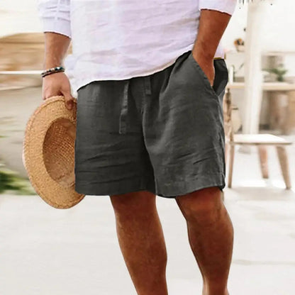 2024 New Men'S Cotton Linen Shorts Pants Male Summer Breathable Solid Color Linen Short Trousers Fitness Streetwear M-4Xl