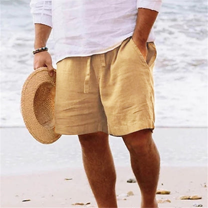 Casual Cotton Linen Shorts - Breathable Fitness Shorts