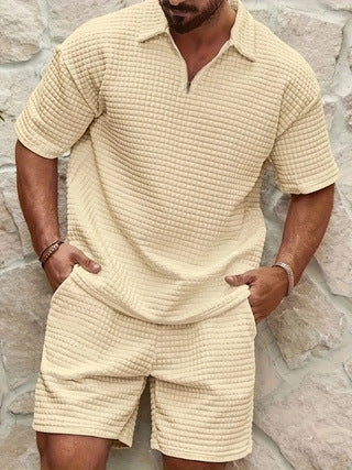 Waffle Textured Quarter-Zip VIP Shirt & Shorts Set™