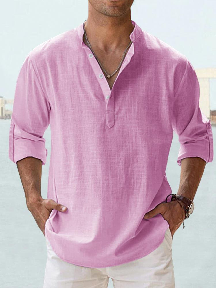 Lightweight Comfort Everyday Cotton Linen Henley Shirt