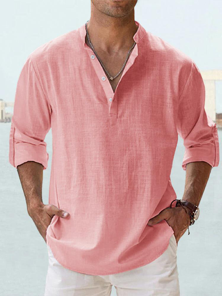 Lightweight Comfort Everyday Cotton Linen Henley Shirt