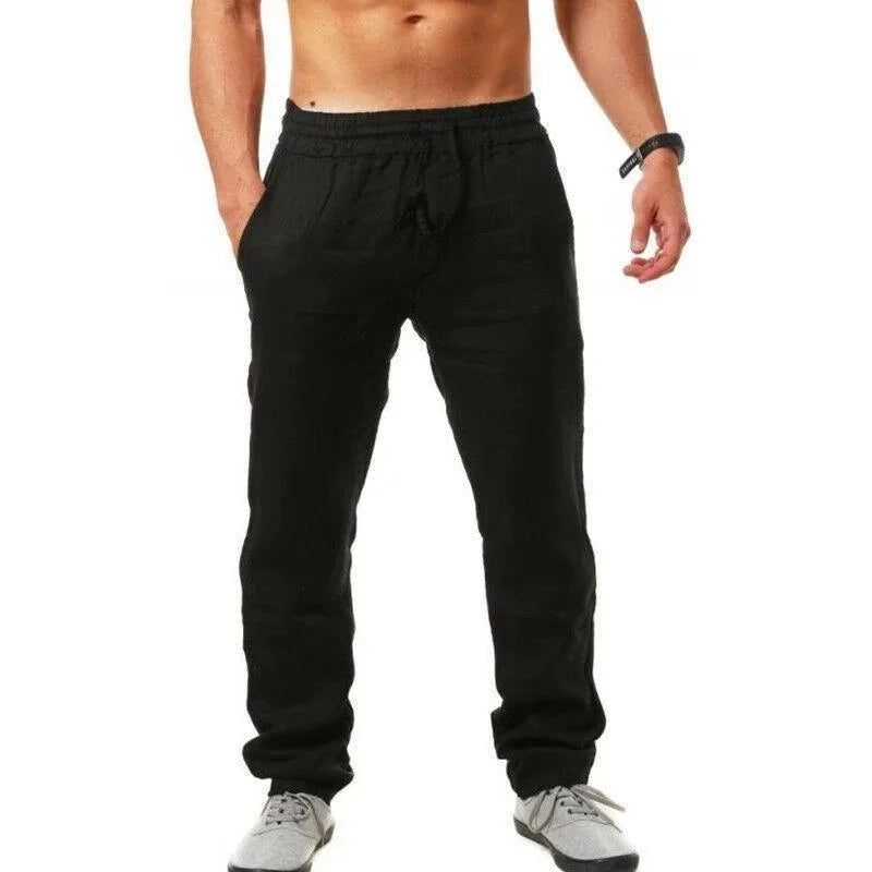 Spring/Summer New 9 Colors Men'S Solid Color Cotton Linen Pants Autumn Streetwear Fashion Casual Solid Color Loose Trousers