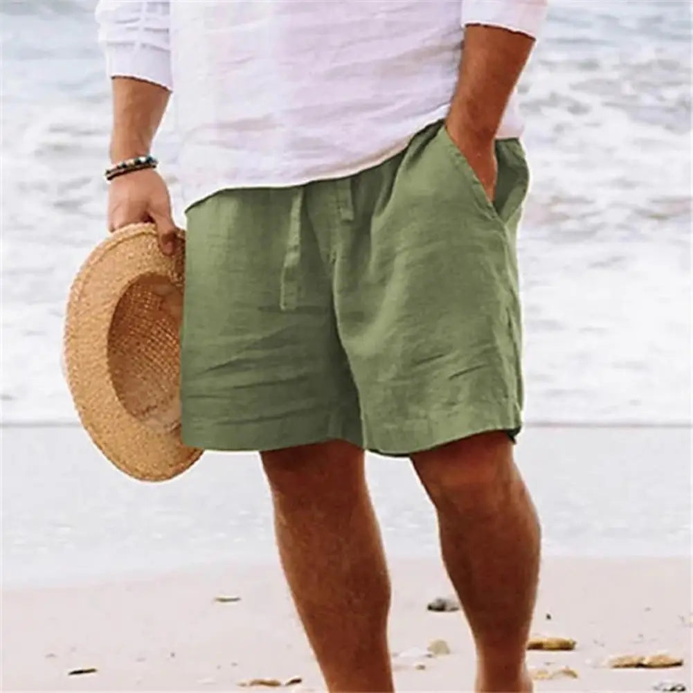 2024 New Men'S Cotton Linen Shorts Pants Male Summer Breathable Solid Color Linen Short Trousers Fitness Streetwear M-4Xl